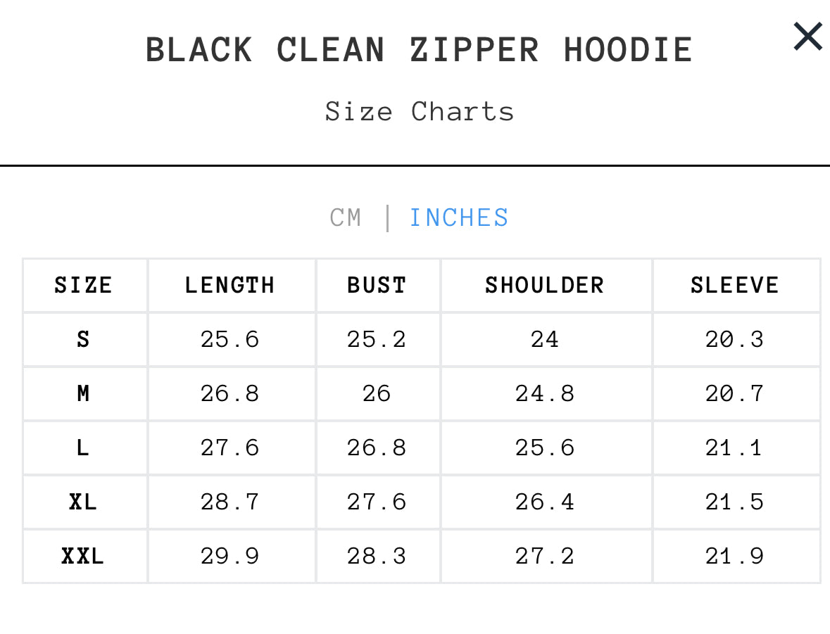 BLACK CLEAN ZIPPER HOODIE